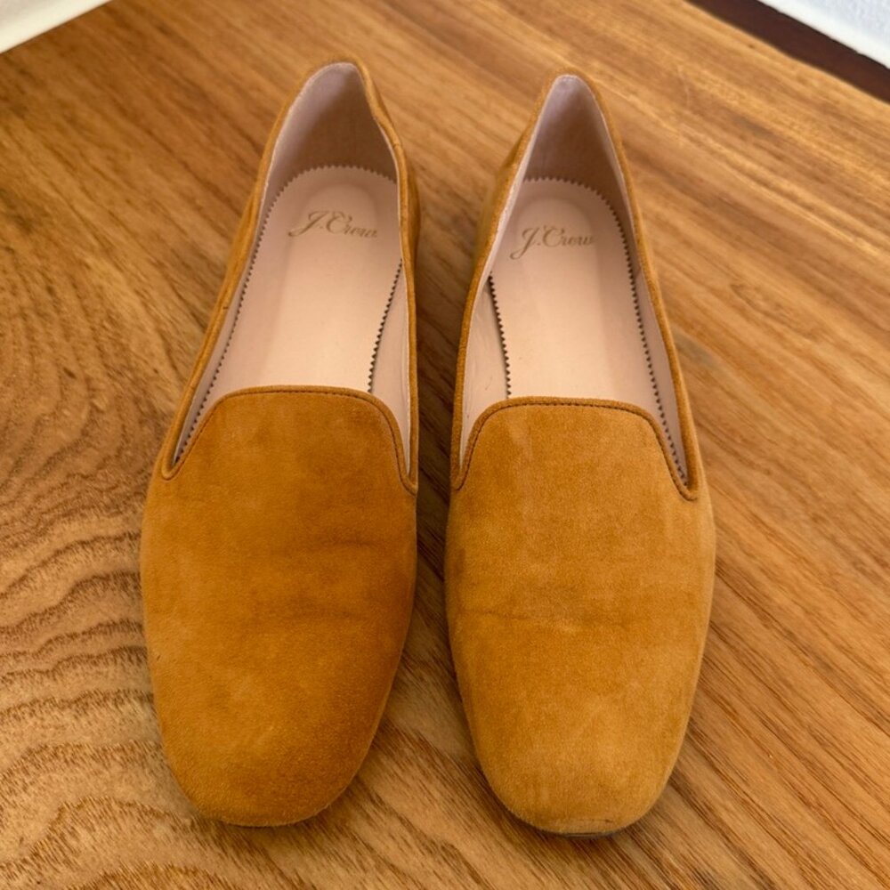 J. Crew Suede Women's Loafers, Camel, Size 7 1/2